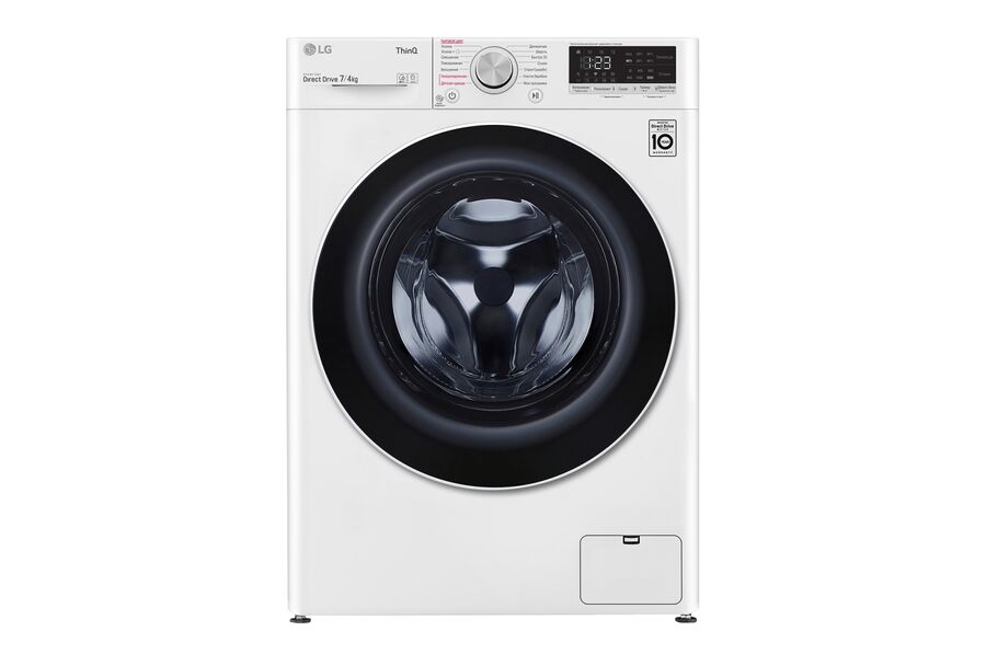 Стиральная машина LG F2V5HG0W 47.5см с паром и сушкой, 7/4кг, технологией AI DD, TurboWash